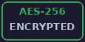 AES-256 bit encryption certification badge confirming data-at-rest and in-transit protection